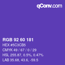 カラーコード: RGB 92 60 181 | qconv.com