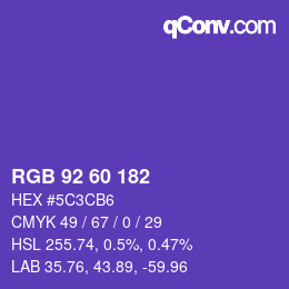 颜色代码: RGB 92 60 182 | qconv.com