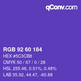 颜色代码: RGB 92 60 184 | qconv.com