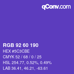 Color code: RGB 92 60 190 | qconv.com