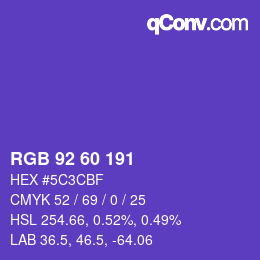 カラーコード: RGB 92 60 191 | qconv.com