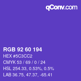 カラーコード: RGB 92 60 194 | qconv.com