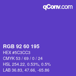 カラーコード: RGB 92 60 195 | qconv.com