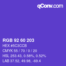 颜色代码: RGB 92 60 203 | qconv.com
