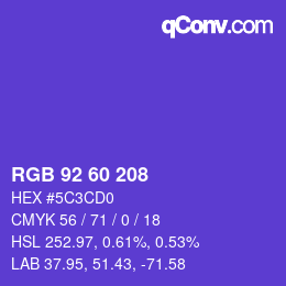 颜色代码: RGB 92 60 208 | qconv.com