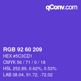 カラーコード: RGB 92 60 209 | qconv.com