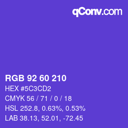 カラーコード: RGB 92 60 210 | qconv.com