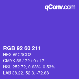 颜色代码: RGB 92 60 211 | qconv.com
