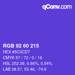 Color code: RGB 92 60 215 | qconv.com