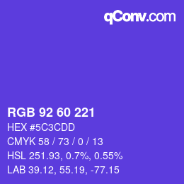 颜色代码: RGB 92 60 221 | qconv.com