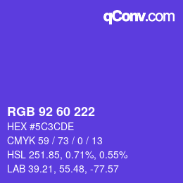 カラーコード: RGB 92 60 222 | qconv.com