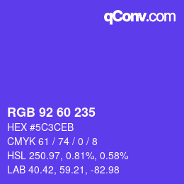 Color code: RGB 92 60 235 | qconv.com