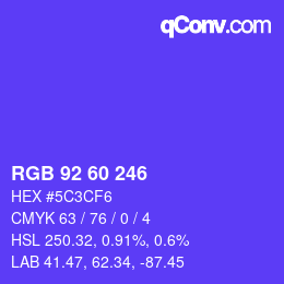 カラーコード: RGB 92 60 246 | qconv.com