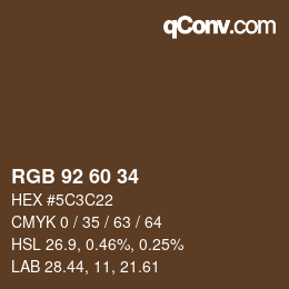 カラーコード: RGB 92 60 34 | qconv.com