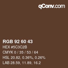 カラーコード: RGB 92 60 43 | qconv.com