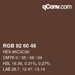 カラーコード: RGB 92 60 48 | qconv.com