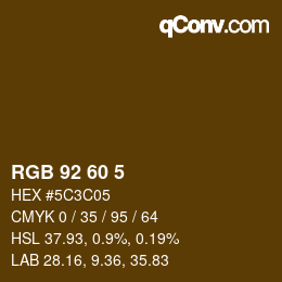 颜色代码: RGB 92 60 5 | qconv.com