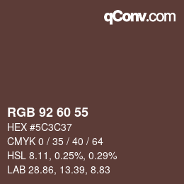 カラーコード: RGB 92 60 55 | qconv.com