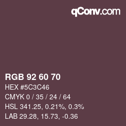 カラーコード: RGB 92 60 70 | qconv.com