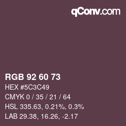 カラーコード: RGB 92 60 73 | qconv.com