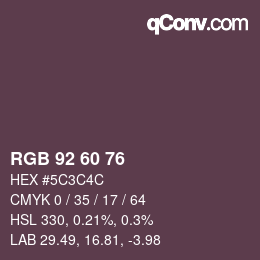 カラーコード: RGB 92 60 76 | qconv.com