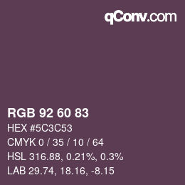 カラーコード: RGB 92 60 83 | qconv.com
