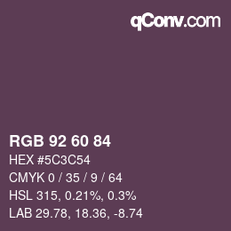 カラーコード: RGB 92 60 84 | qconv.com