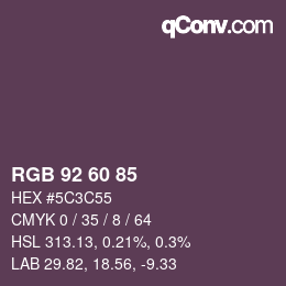 カラーコード: RGB 92 60 85 | qconv.com
