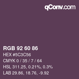 カラーコード: RGB 92 60 86 | qconv.com