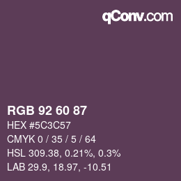 カラーコード: RGB 92 60 87 | qconv.com