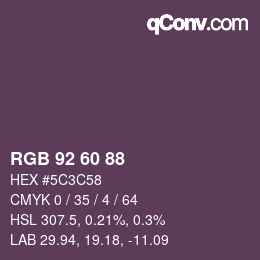カラーコード: RGB 92 60 88 | qconv.com