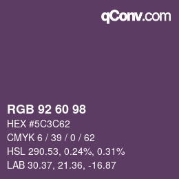 颜色代码: RGB 92 60 98 | qconv.com