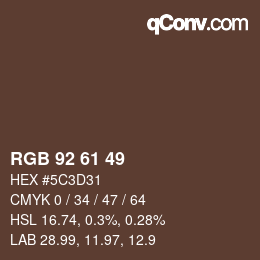 カラーコード: RGB 92 61 49 | qconv.com