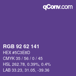 カラーコード: RGB 92 62 141 | qconv.com