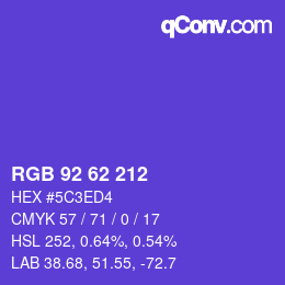 Color code: RGB 92 62 212 | qconv.com