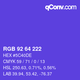 Color code: RGB 92 64 222 | qconv.com