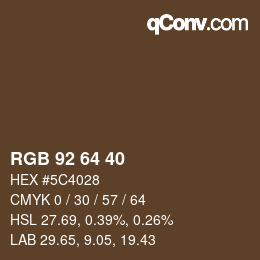 Color code: RGB 92 64 40 | qconv.com