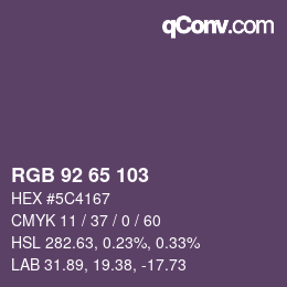 カラーコード: RGB 92 65 103 | qconv.com