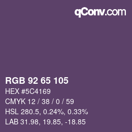 カラーコード: RGB 92 65 105 | qconv.com