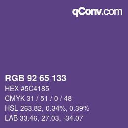 Color code: RGB 92 65 133 | qconv.com