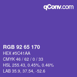 颜色代码: RGB 92 65 170 | qconv.com