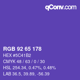 カラーコード: RGB 92 65 178 | qconv.com