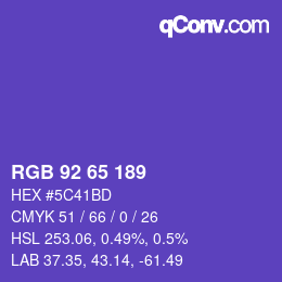 カラーコード: RGB 92 65 189 | qconv.com