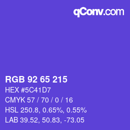 カラーコード: RGB 92 65 215 | qconv.com