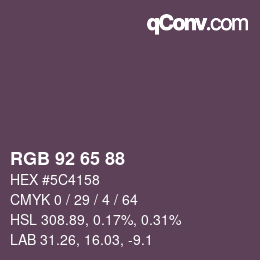 カラーコード: RGB 92 65 88 | qconv.com