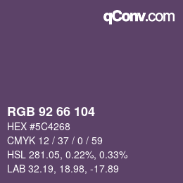 颜色代码: RGB 92 66 104 | qconv.com