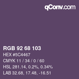 カラーコード: RGB 92 68 103 | qconv.com