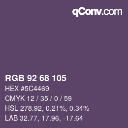 カラーコード: RGB 92 68 105 | qconv.com