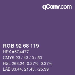 Color code: RGB 92 68 119 | qconv.com