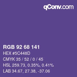 Color code: RGB 92 68 141 | qconv.com